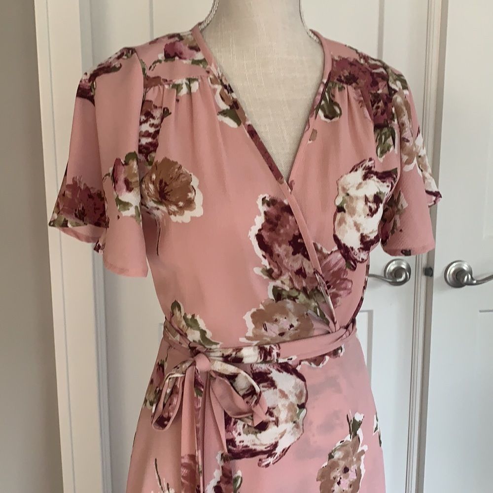 Floral maxi dress with waist tie - Picture 3 of 5